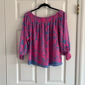 Lilly Pulitzer Vibrant Pink and Blue Blouse